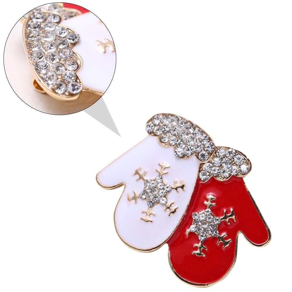 POPETPOP Christmas Brooch Set of 6, Rhinestone and Alloy Decor, Party Accessories