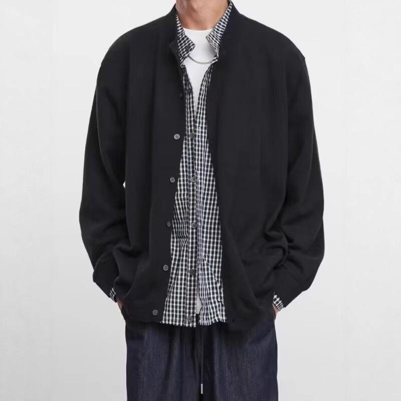 

Men s Trendy Plaid Knit Cardigan: Casual, Loose, and Stylish for Autumn Extra Large чорний