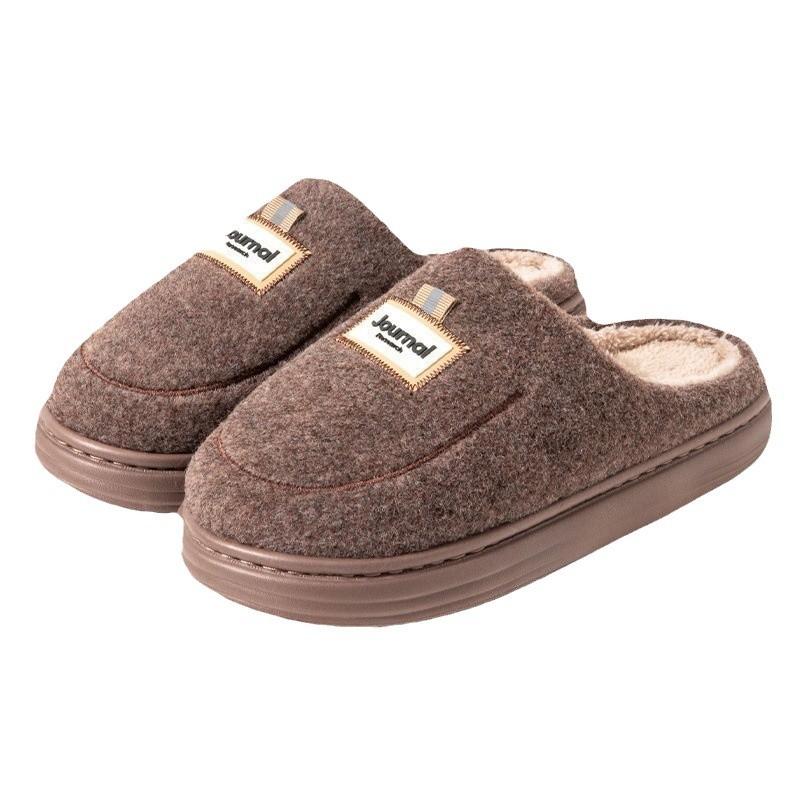 Men Winter Plus Size Cotton Slippers Casual Warm Indoor Cotton Shoes Anti Slip Flat Bottom Woolen Slipper Shoes 40-51