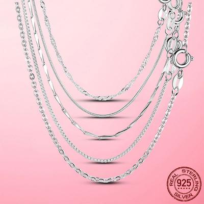 Clavicle Chain 925 Silver Link Choker Necklace For Women Basic Lobster Clasp Choker Necklaces Party Jewelry Collar