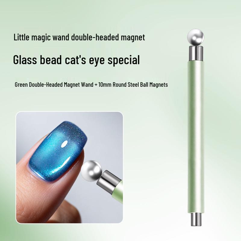 Double-Ended Multi-Functional Cat Eye Nail Art Magnet with Wide French Glass Beads