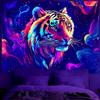 BVBOX Blacklight Animal Wolf Tapestry  Iridescent Mountain Top Wolf Tapestry Glow In The Dark, UV Reactive Black Light U