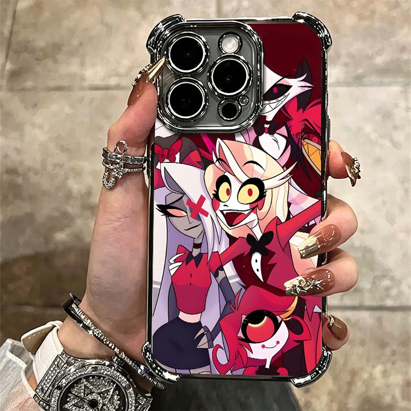 Hazbin Hotel Anime Plating Phone Case For Iphone 16 17 Pro Max Air 16E 14 15 Plus 12 13 Mini Anti-Fall Airabag Cover
