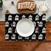 Black Stripes Ghost Boo Spooky Halloween Placemats Set of 4, 12x18 Inch Seasonal Vintage Table Mats for Party Kitchen Dining
