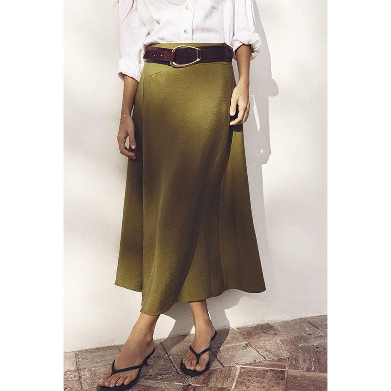 Spring and Summer New Women's Clothing French Style High Waist Asymmetric Minimalist Easiest for Match Fashion Midi Skirt Skirt 5029063