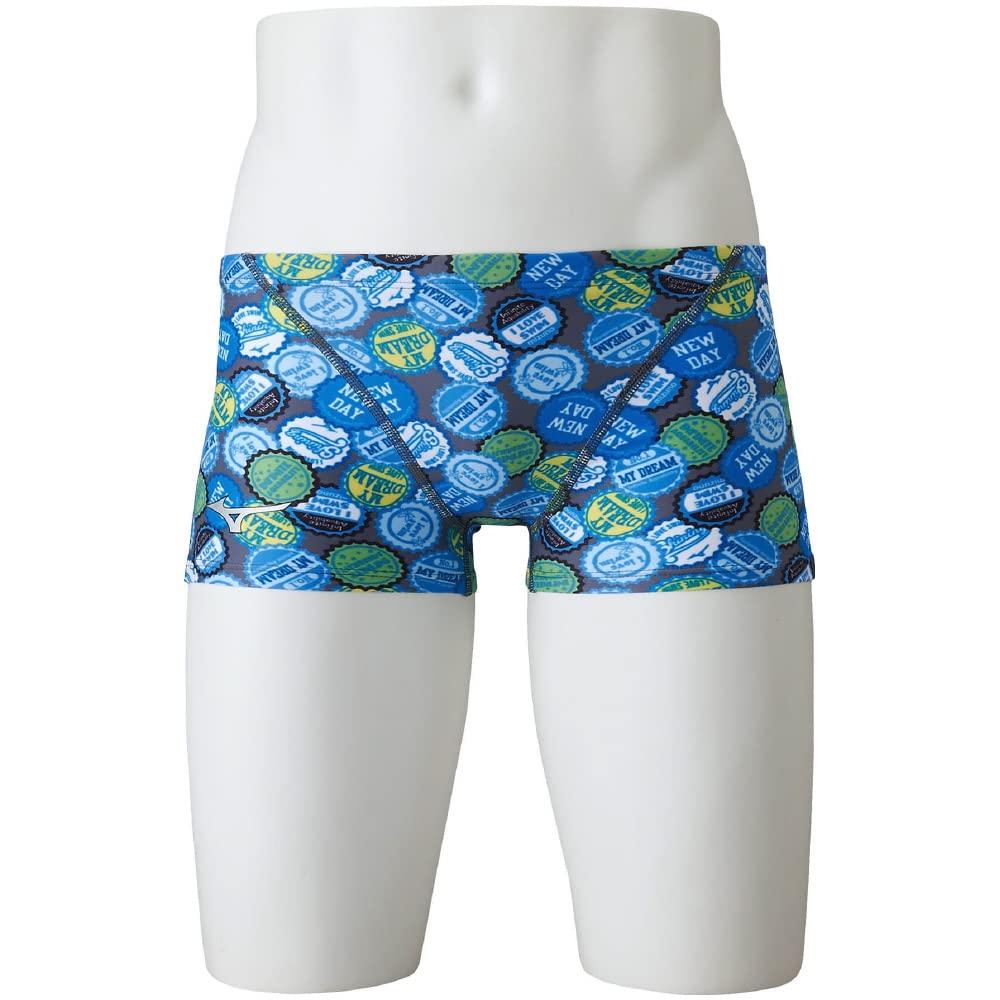 

MIZUNO EXER SUITS Short Spats for Competitive Swimming and Size 140 Boys Training, N2MB2984, Charcoal/Light Blue,