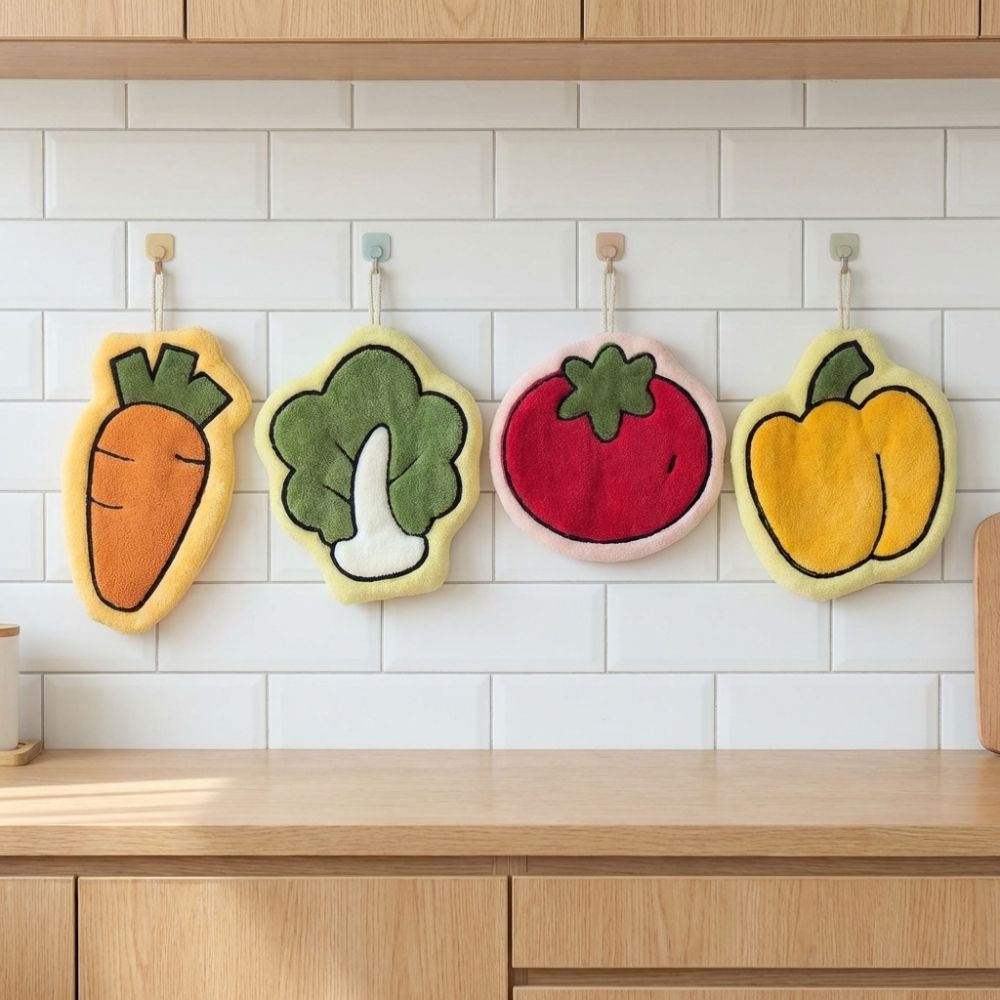 Carrot Hand Towels Vegetables Wall Hanging Rag Creativity Handkerchief Kitchen Bathroom