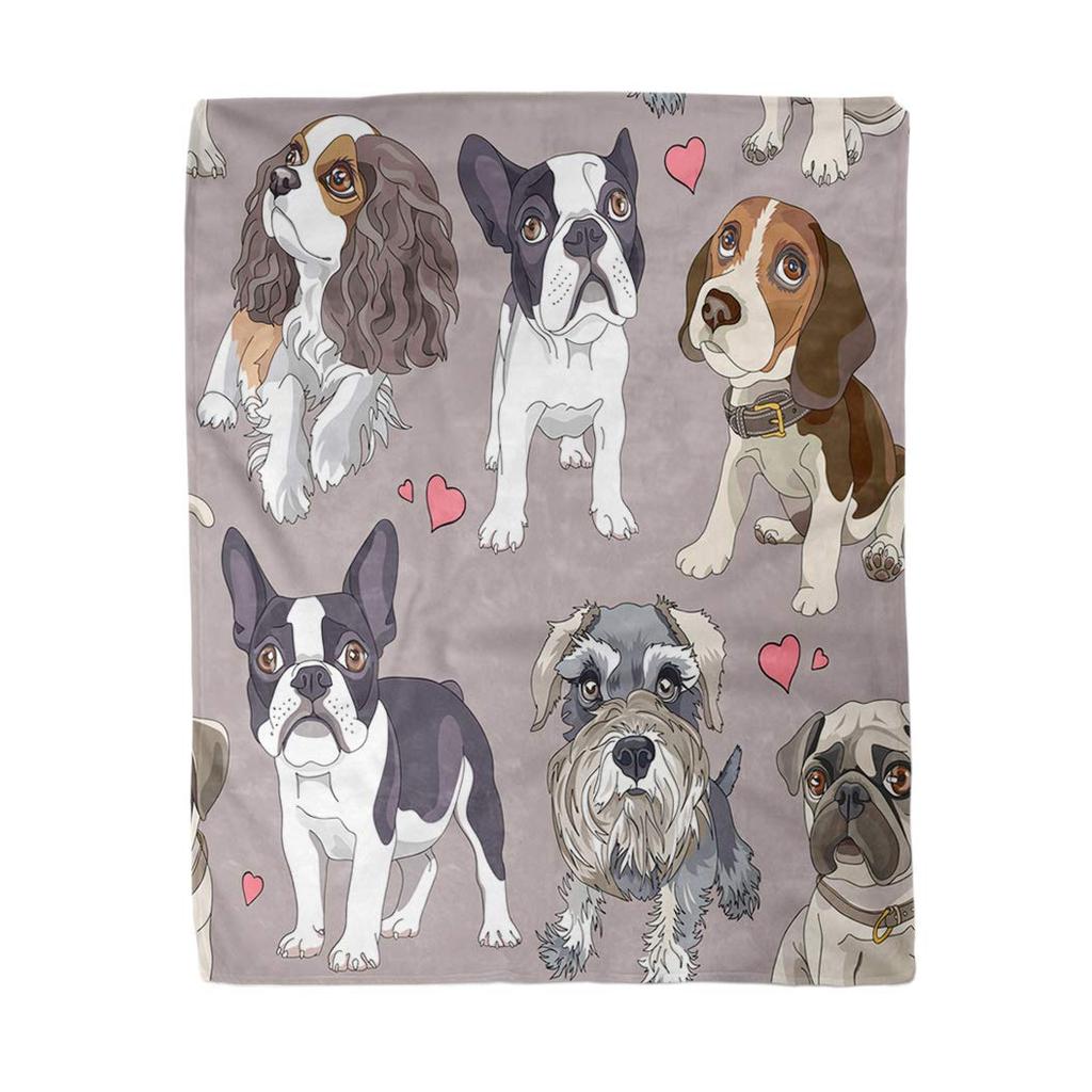 French Bulldog Dog Cute Ultra-Soft Flannel Printed Blanket Velvet Plush Throw Blanket Nap Cover High Quality Home Use Sofa Decor