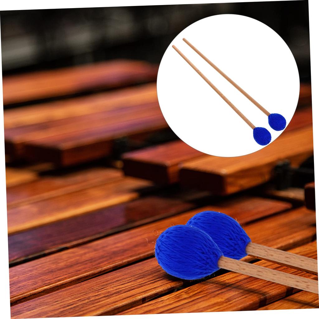 TENDYCOCO 1 Pair of Marimba Mallets with Soft Handles, Wool Mallets