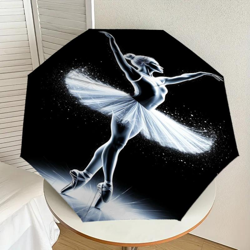 1pc Ballerina Dance Automatic Open/Close Umbrella with Windproof, 8-Rib Sturdy Canopy, Durable Ribs, Fashionable Design1224A