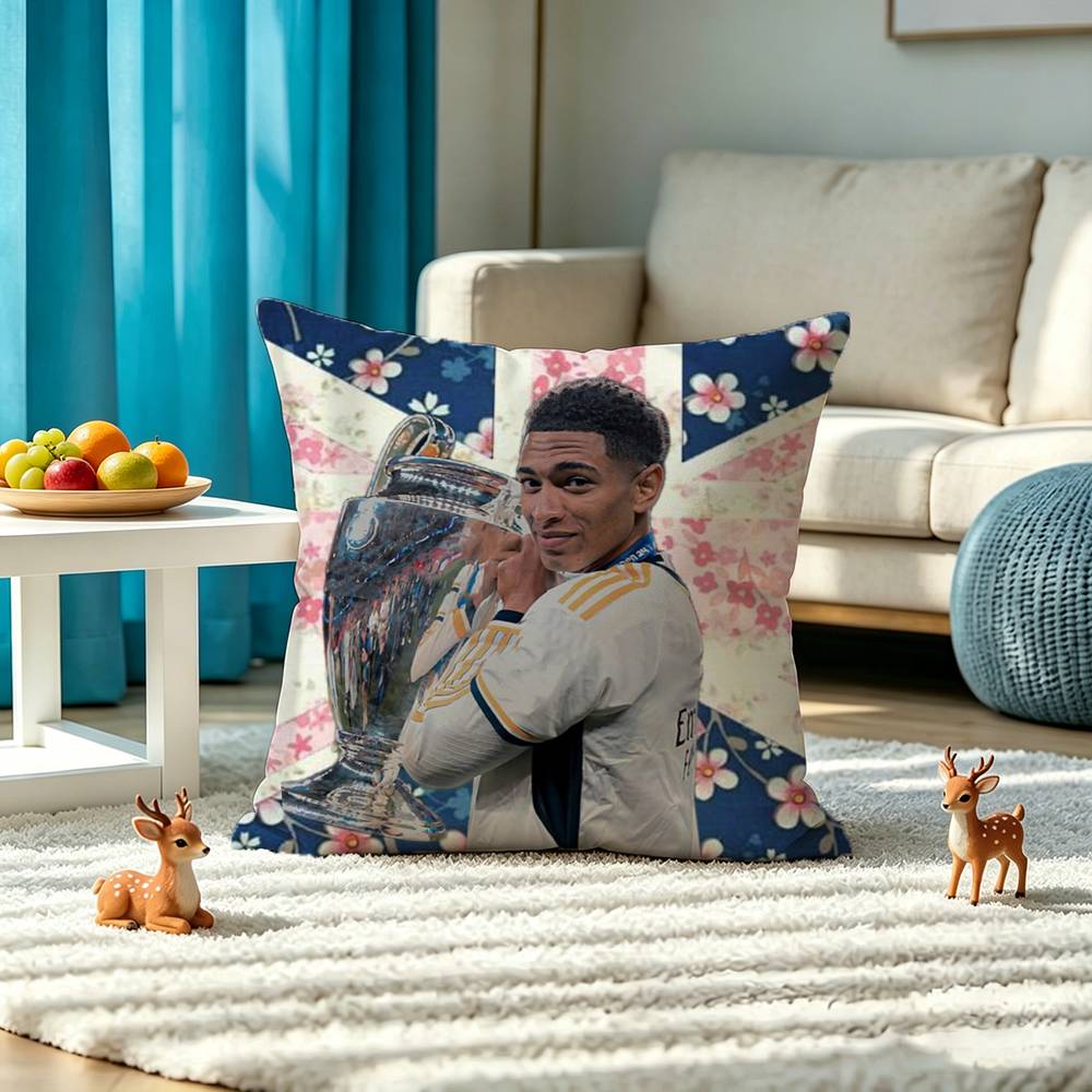 J-Jude Bellingham Football STAR Pillow Case Square Double-Sided Sofa Cushion Cover Bedroom Bedside Pillow