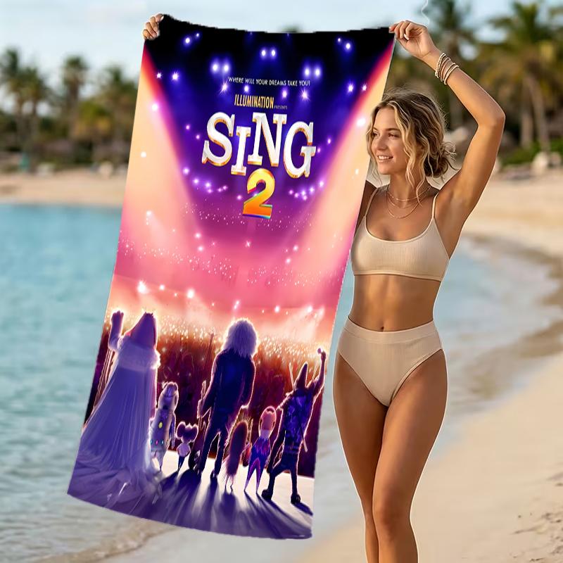 Beach Towel with Sing Pattern - soft,absorbent,machine washable Lightweight&Modern,swimming,Travel Essentials