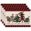 1PC Red Merry Christmas Placemats Winter Xmas Birds Table Mats Holiday Snowflakes Rustic Kitchen Dining Placemats for Home Party