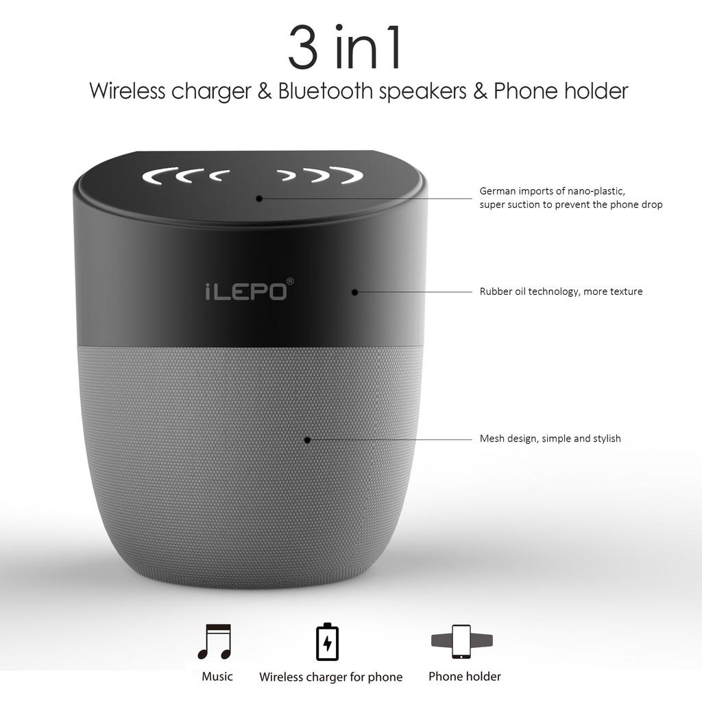 Wireless Bluetooth Speaker and Qi Wireless Charger and Docking Station A1