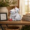 White Resin Cat Figurine for Garden and Shelf  Living Room Tabletop Figurine