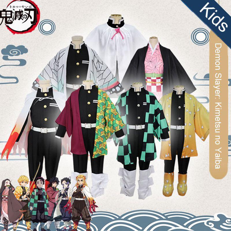 Slayer Demon Kimetsu No Yaiba Kamado Nezuko Kids Cosplay Costume Robes Kimono
