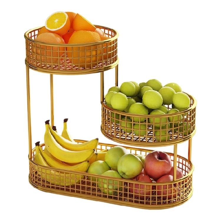 Contemporary Tiered Metal Serving Dish for Fruits Bolts Kitchen Counter Organization