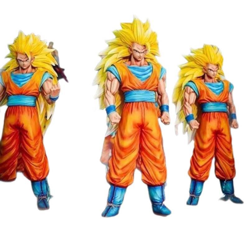 Infinite Super Three Goku Figure Seven Dragon Ball Anime Illuminating Statue Doll Model Super Saiyan 2D