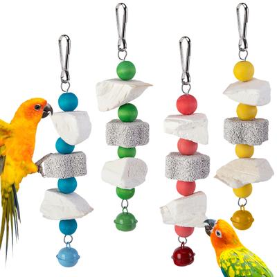Vogelspielzeug, buntes Papageienspielzeug zum Aufhängen mit Perlen, Vogelkäfigspielzeug aus Naturholz, Schleifstein, Heimtierbedarf für Papageien, Sittiche, Hamster, Kaninchen