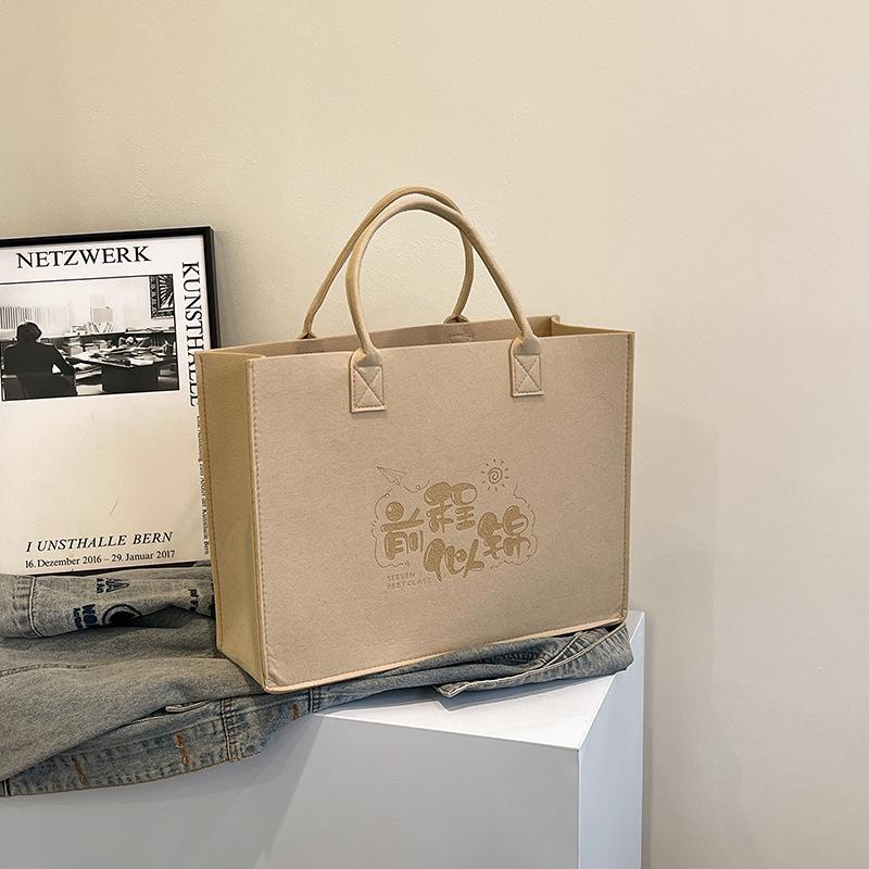 Eco-Friendly Logo Print Large Capacity Felt Tote Bag with Pattern
