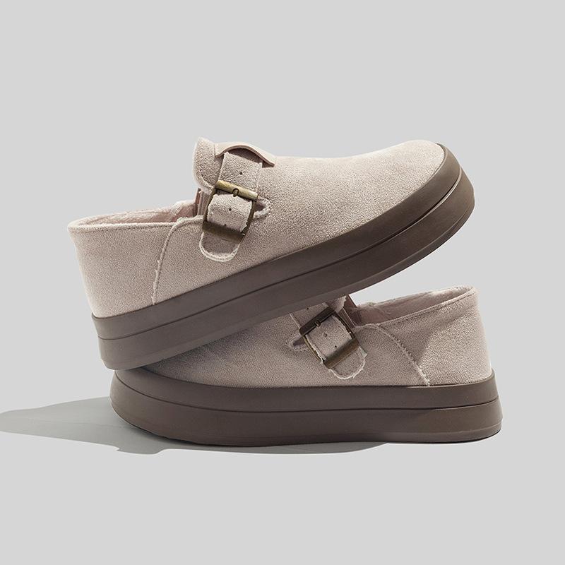Belle velvet platform Boken shoes autumn and winter warm board shoes casual shoes niche cotton shoes 35