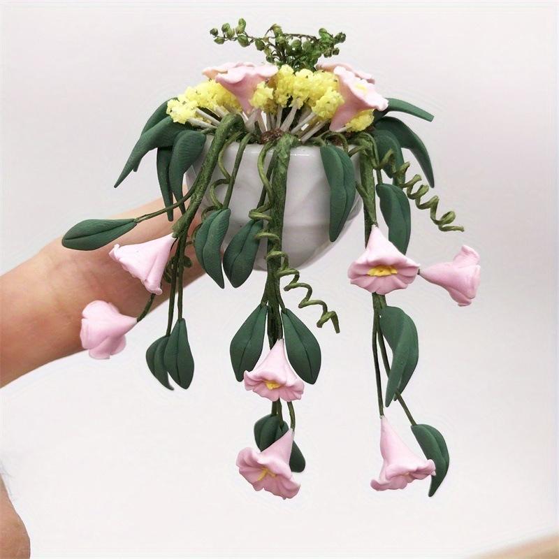 

1 шт. Декоративное настенное подвесное украшение, поделки из цветов, миниатюрные украшения для сцены, горшечные растения, садовая зелень, модель имитации цветка, карманная мебель 1pcs