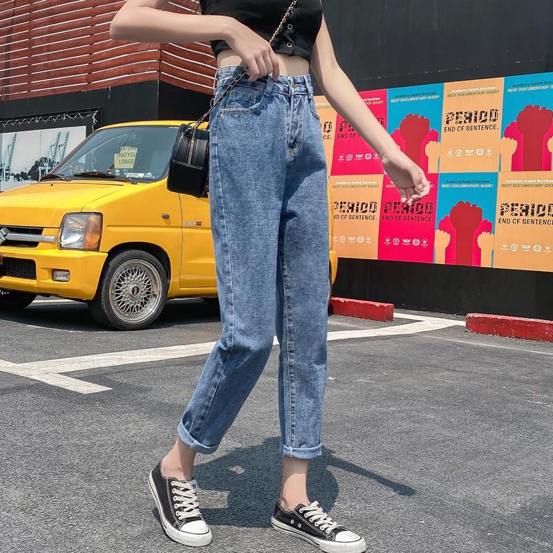 Womens High-Waisted Wide-Leg Straight Cut Denim Jeans Winter Slimming Fit Student Style