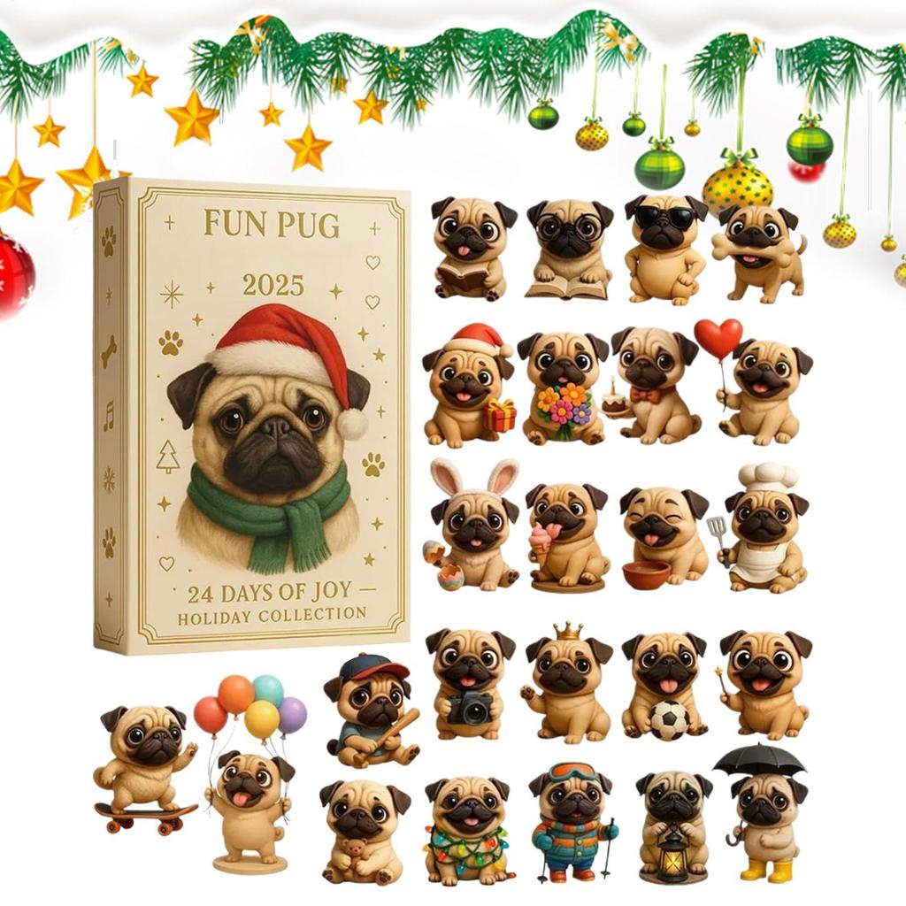 Hunde Adventskalender 2025 24 Tage Weihnachts-Countdown 2D Acryl Niedlicher Hund Weihnachtsbaum Anhänger Ornamente Weihnachten Navidad Party