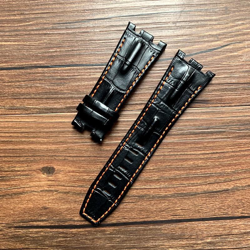 Genuine Leather Watch Strap For AP 15703 Royal Oak Offshore Series 28mm*22mm Black Brown Blue Red Watchbands Accessories Men