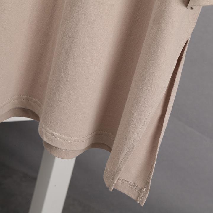 Sommer Lose Offene Baumwolle Kurzarm T-shirt Frauen Bequeme Rundhals Einfarbig T-shirt