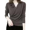 Autumn Fashionable and Versatile Temperament Age-reducing Bottoming Shirt for Women Bright Silk Long-sleeved Top