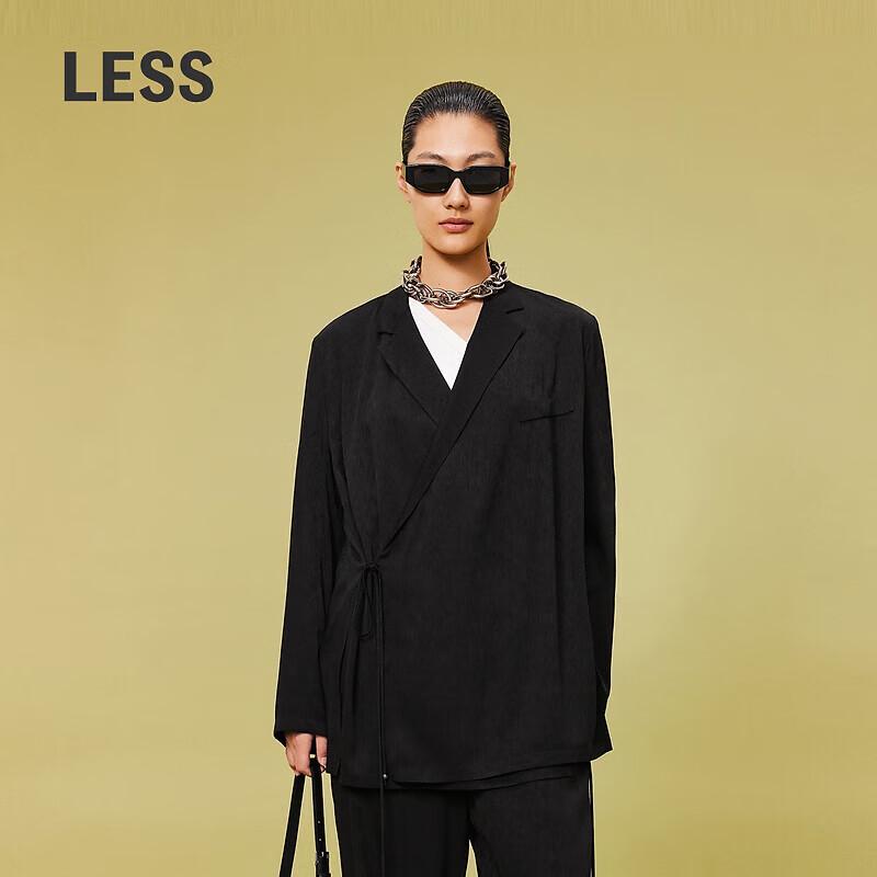 LESS Women's Solid Color Tie-Waist Blazer