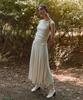 Rie Knitted Pleats Midi Skirt Cream