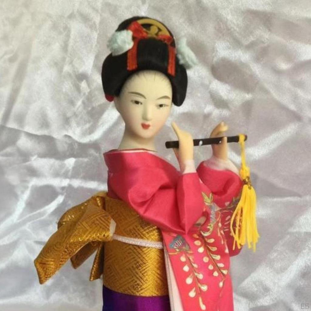 23cm (9 Inch) Japanese Geisha Doll, Asian Sculpture, Desk Ornament, Collectible Figurine, for Bar