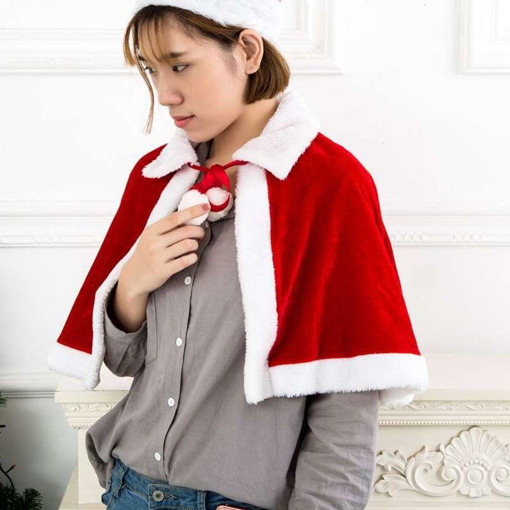 Girl Shawl Polyester Windproof Xmas Cape Cosplay Costume Christmas Cloak Women Hooded Ponchos