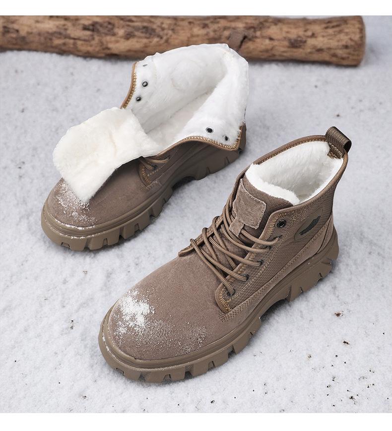 Men's Waterproof Leather & Fur Snow Boots - Non-Slip, Warm High-Top Workwear Martin Boots