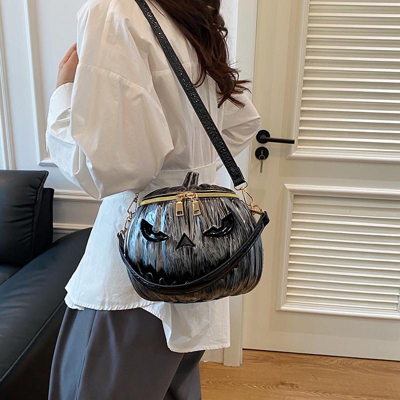 2025 Halloween New Fashion Barrel-Shaped Glossy PU Shoulder & Crossbody Bags Solid Creative Stylish Design Handbags for Women