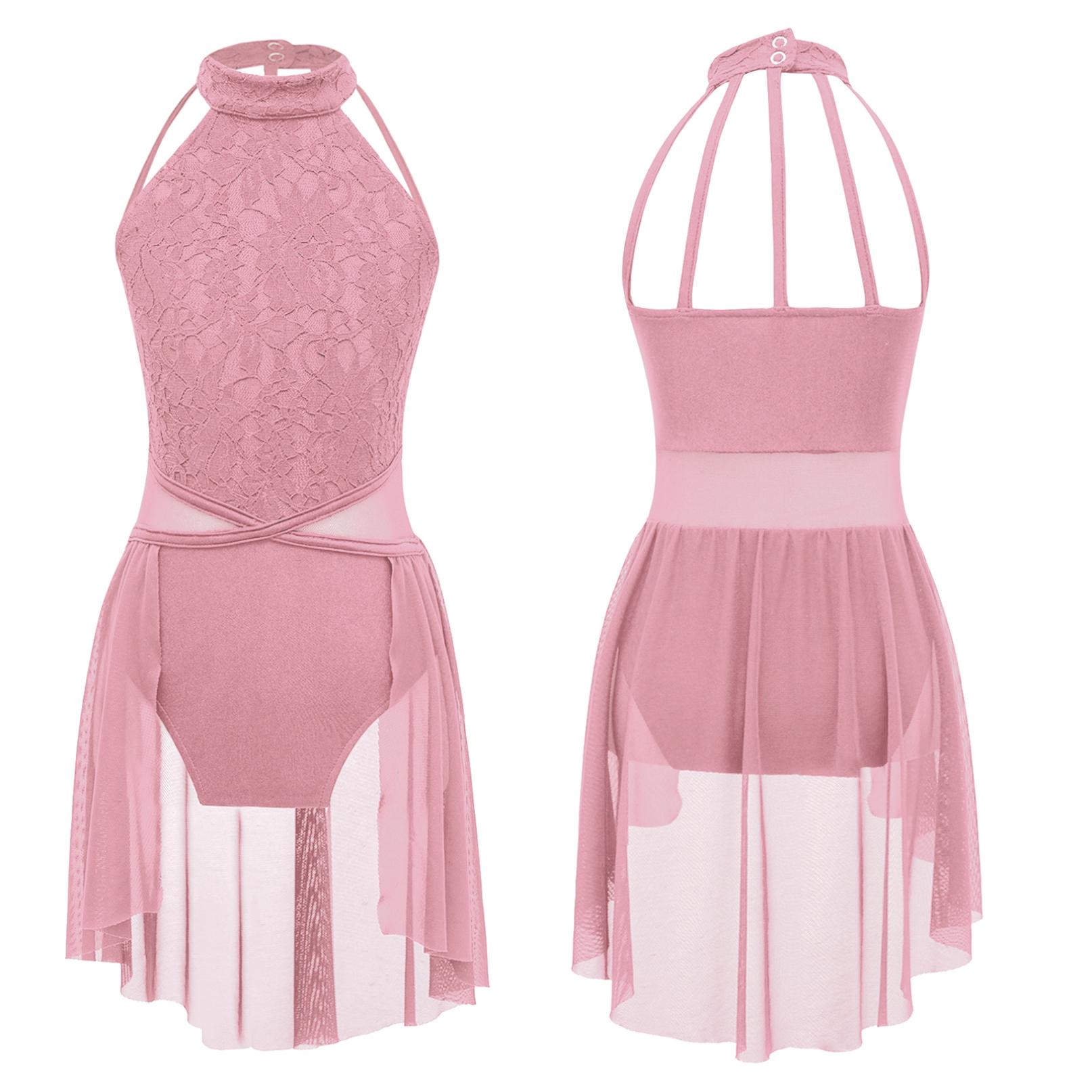 

Діти Дівчата Танцювальна сукня без рукавів Moden Lyrical Contemporary Dance Dresses Ballerina Ballet Stage Performance Clothing 15-16 Years темно-рожевого кольору