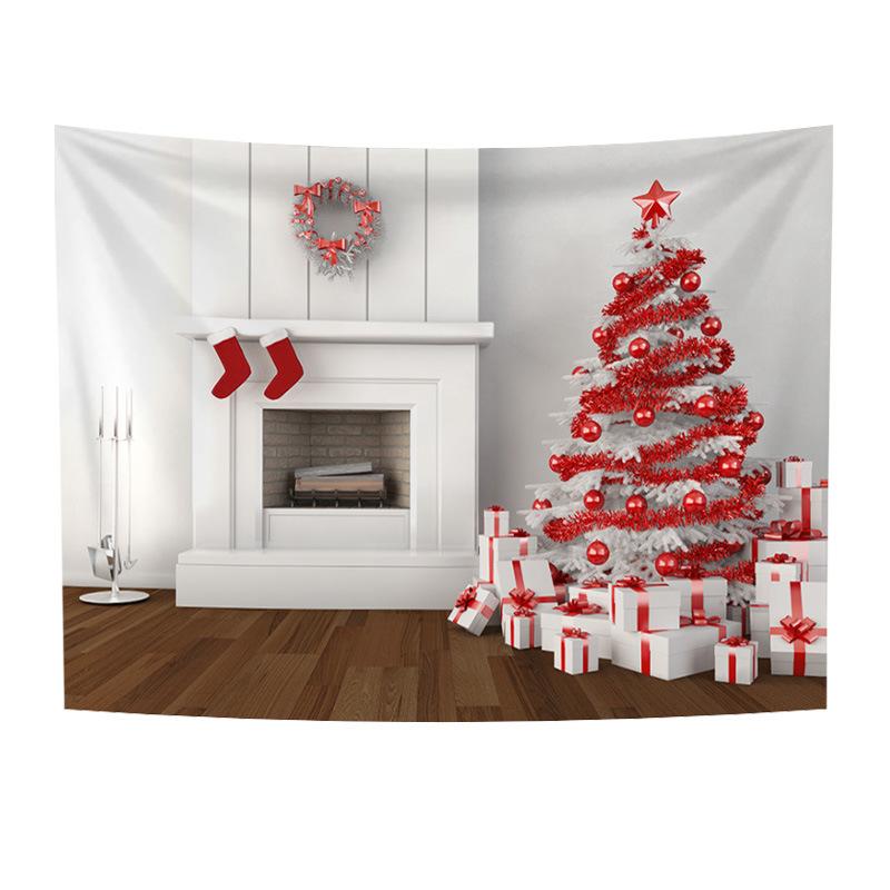 Customizable Christmas Backdrop Nordic-style Cross-border E-commerce Fireplace Tapestry Home Decor Photo Prop Hanging Cloth
