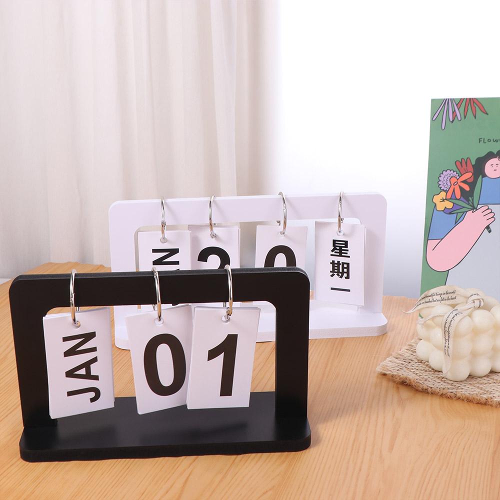 Nordic Style Wooden Calendar Solid Desktop Schedule Photography Props Perpetual Calendar  Home