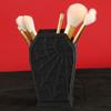 Gothic Coffin-Shaped Spider Web Makeup Brush Holder Lightweight Plastic Desk Organizer for Vanity Office Decor Brush Holder