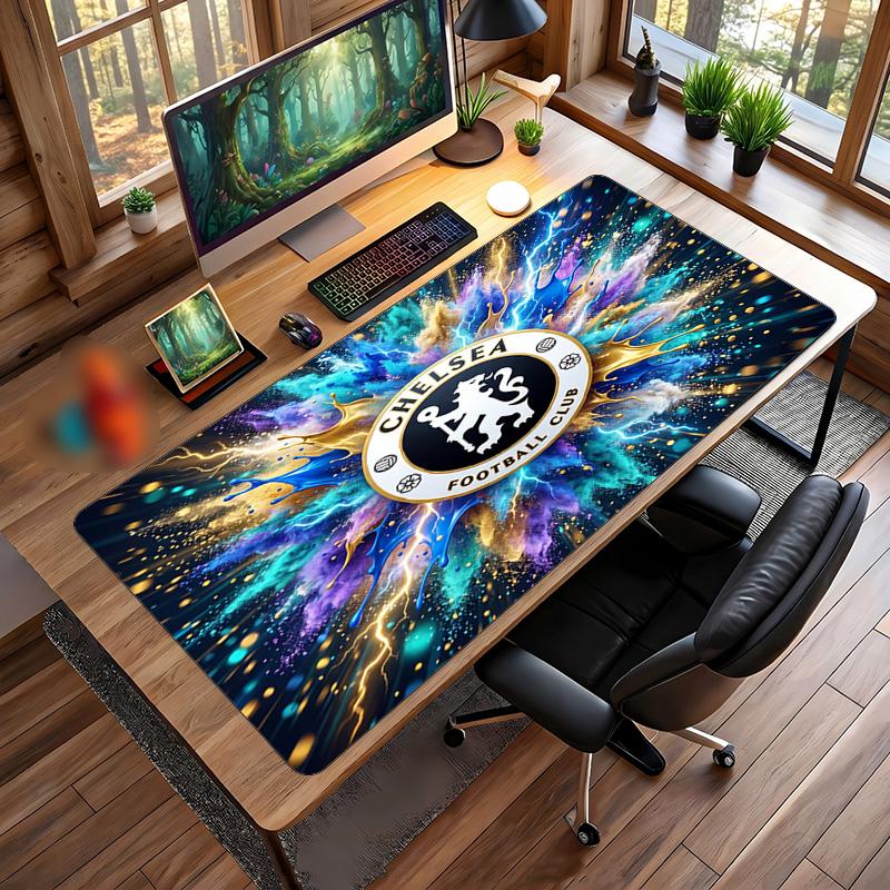 Tappetino per Mouse Grande Stampato Chelsea FC, Tappetino da Scrivania Gaming Morbido in Gomma Antiscivolo per Decorazione Ufficio Laptop Computer