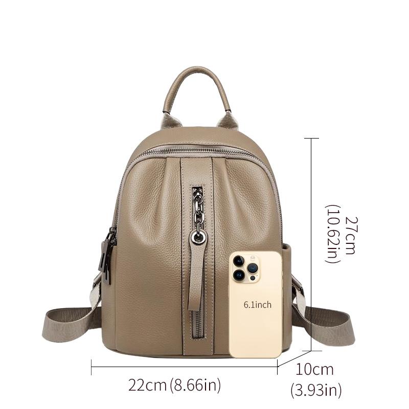Trendy Women's Leather Backpack - Elegant Zipper Closure Commuter Bag
