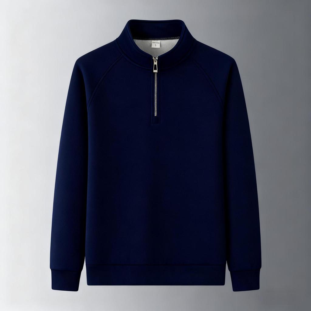2025 Men's Trendy Zipper Stand Collar Sweatshirt - Spring/Autumn Solid Color