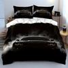Black Sports Car With Smoky Background Print Soft Comfortable Duvet Cover Bedding Set Included 1*Duvet Cover  2*Pillowcases