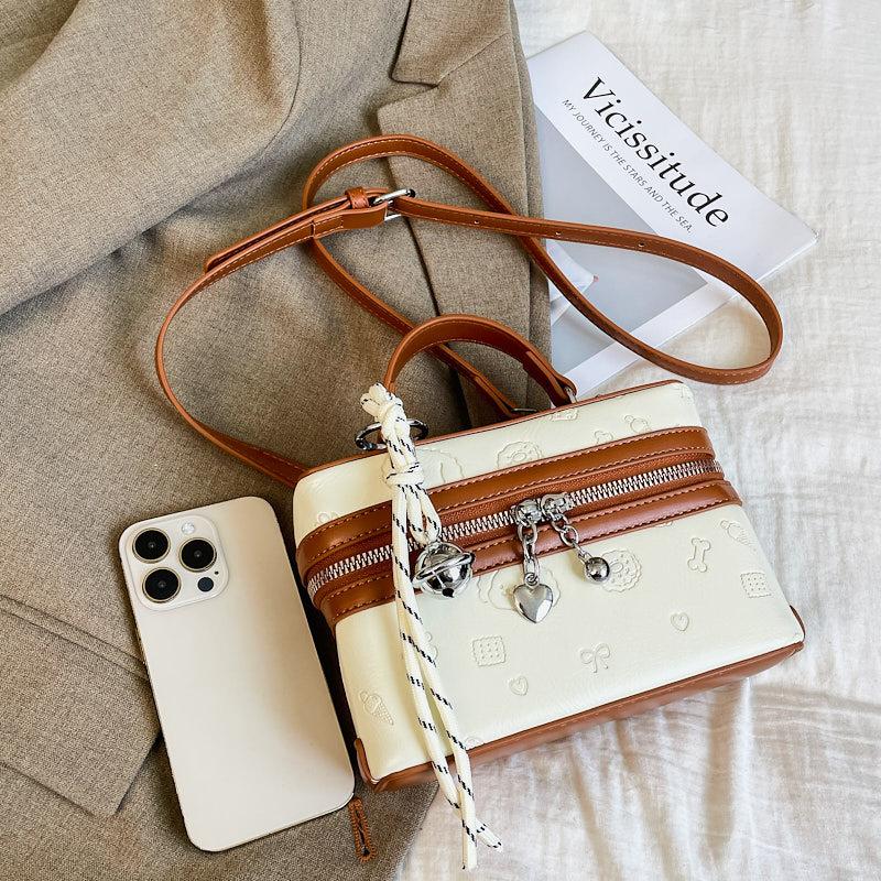 Internet Celebrity Small Bag 2025 New Korean Version Fashion Contrast Small Square Bag Women's Foreign Versatile Shoulder Box Bag Pu