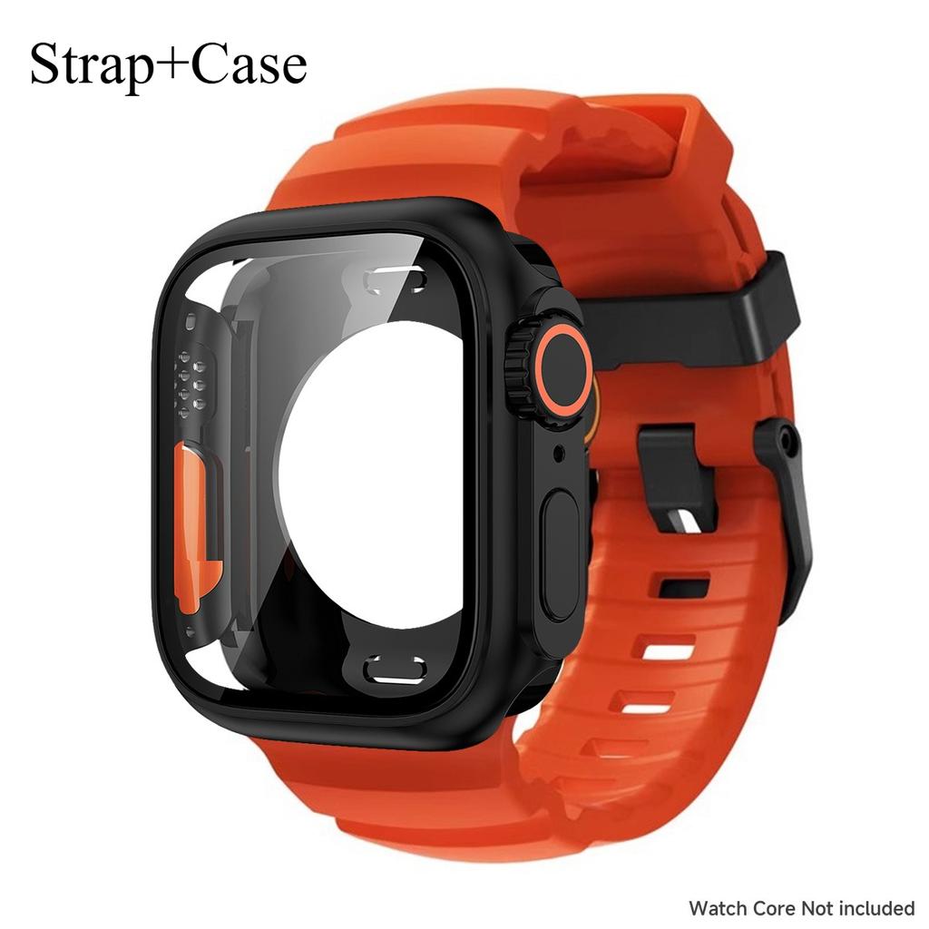 Silicone Strap For Apple Watch 44mm 45mm 46mm Bracelet+Screen Protectores Change To Ultra For iWatch Series 11 10 9 8 7 SE 6 5