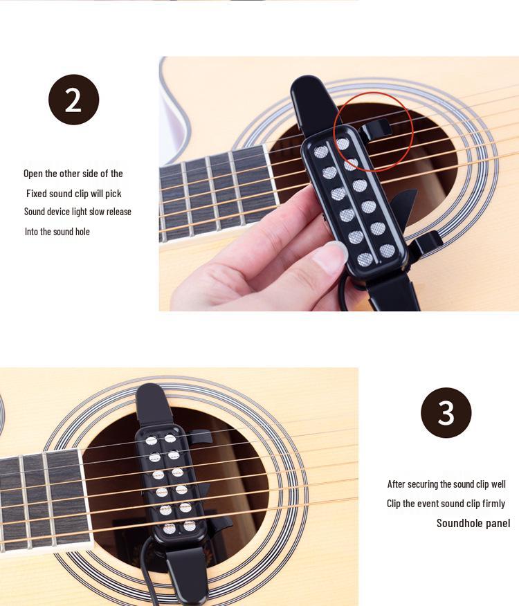 P-012 High-Fidelity No-Drill Soundhole Folk Guitar Pickup with 3m Cable