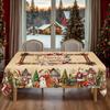 Christmas Tablecloth Snowman Reindeer Holiday Dining Table Cover Dustproof Festive Xmas Party Home Decoration