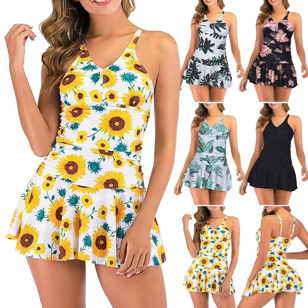 Costumi da bagno per donne Pantaloncini Estate Donna Retro Stampato Costume da bagno Moda Costume da bagno Spiaggia Bikini Gonna da bagno Donna 4x
